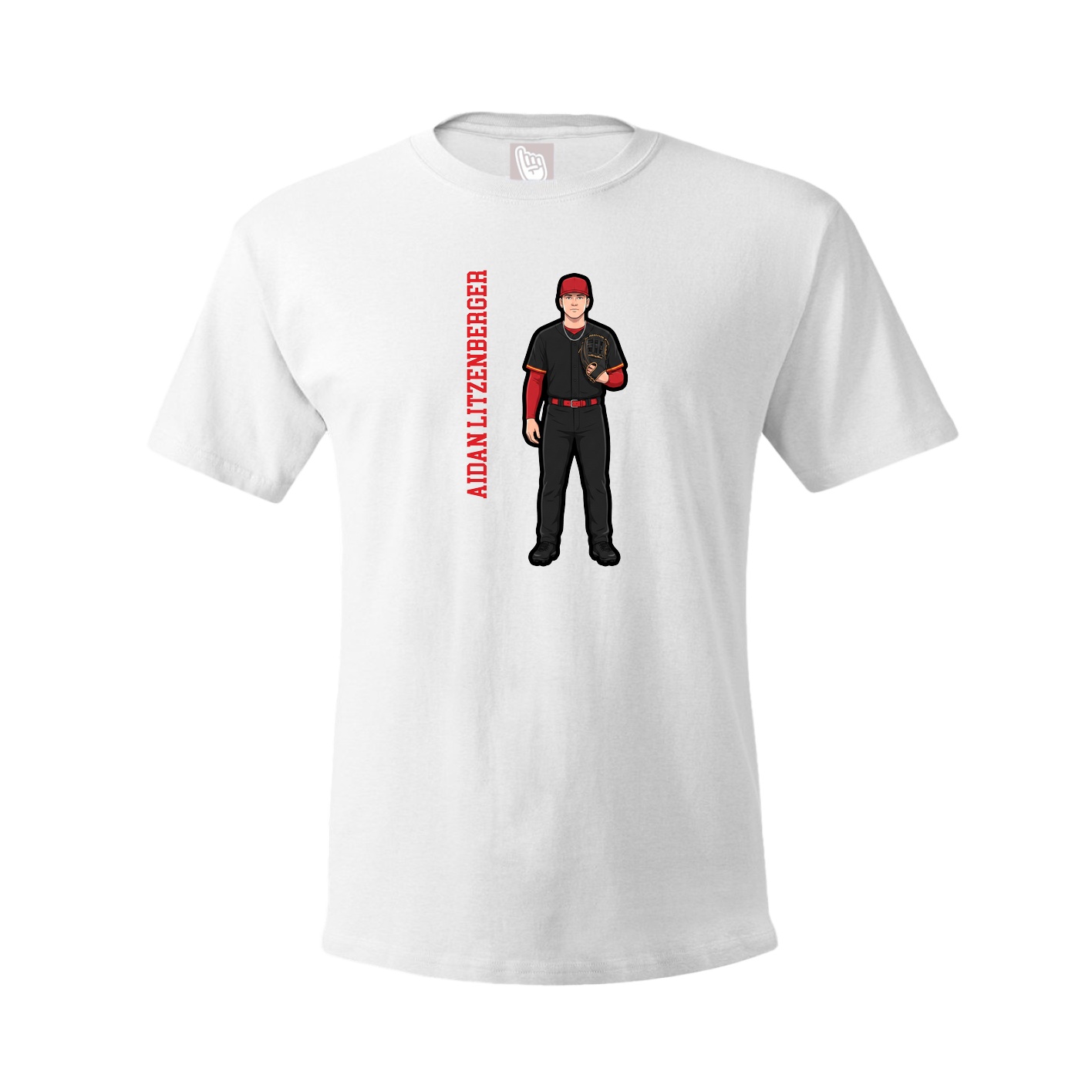 Youth Tee — Name Vertical in White