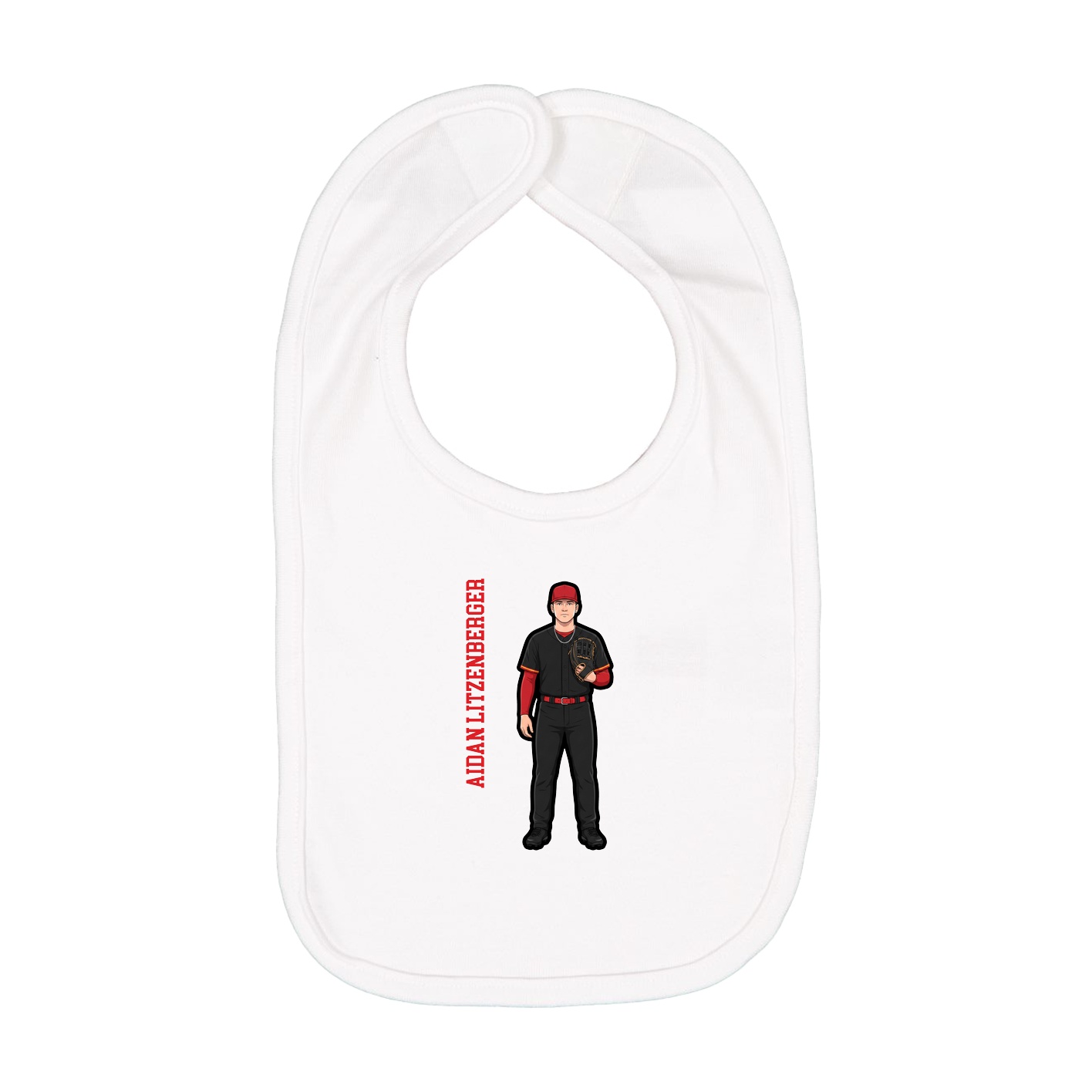Infant Bib — Name Vertical in White