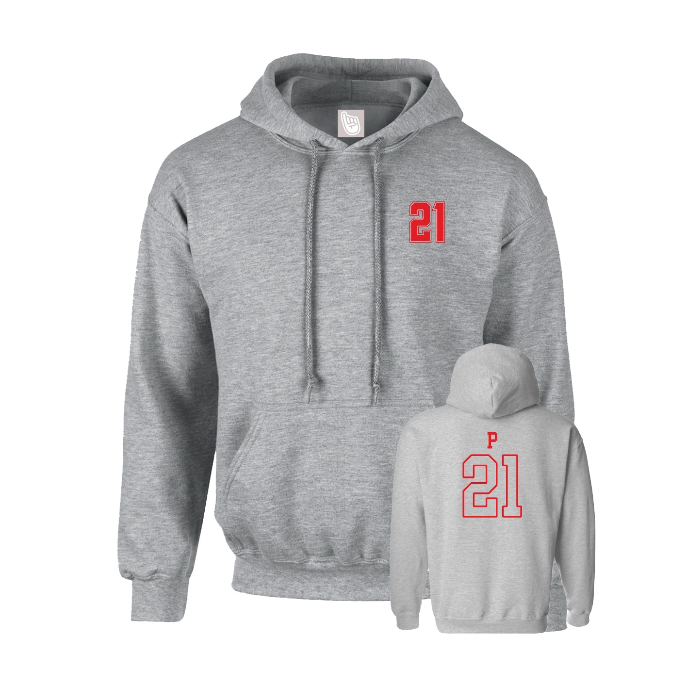 Hoodie — Chest Back in Grey