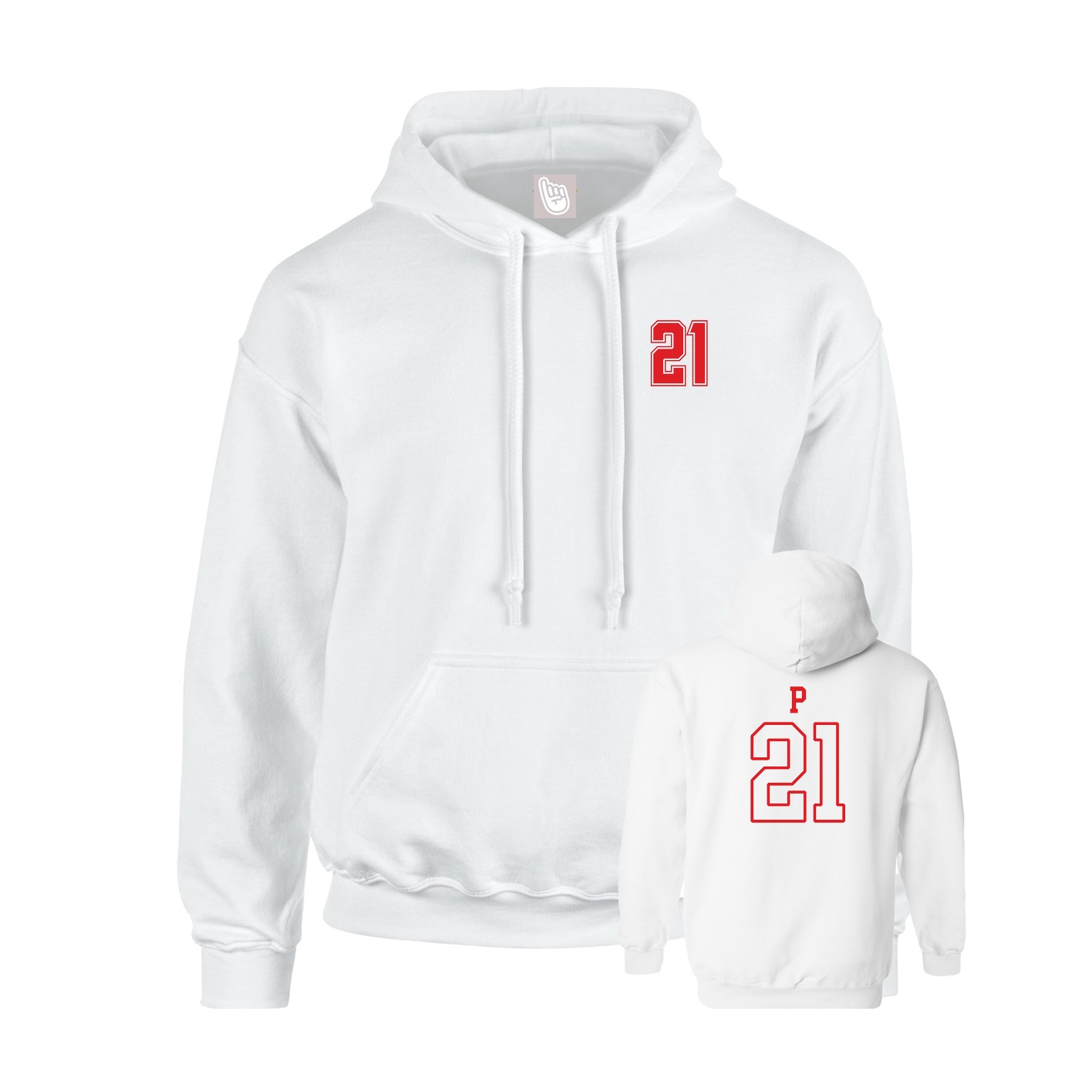 Youth Hoodie — Chest Back in White