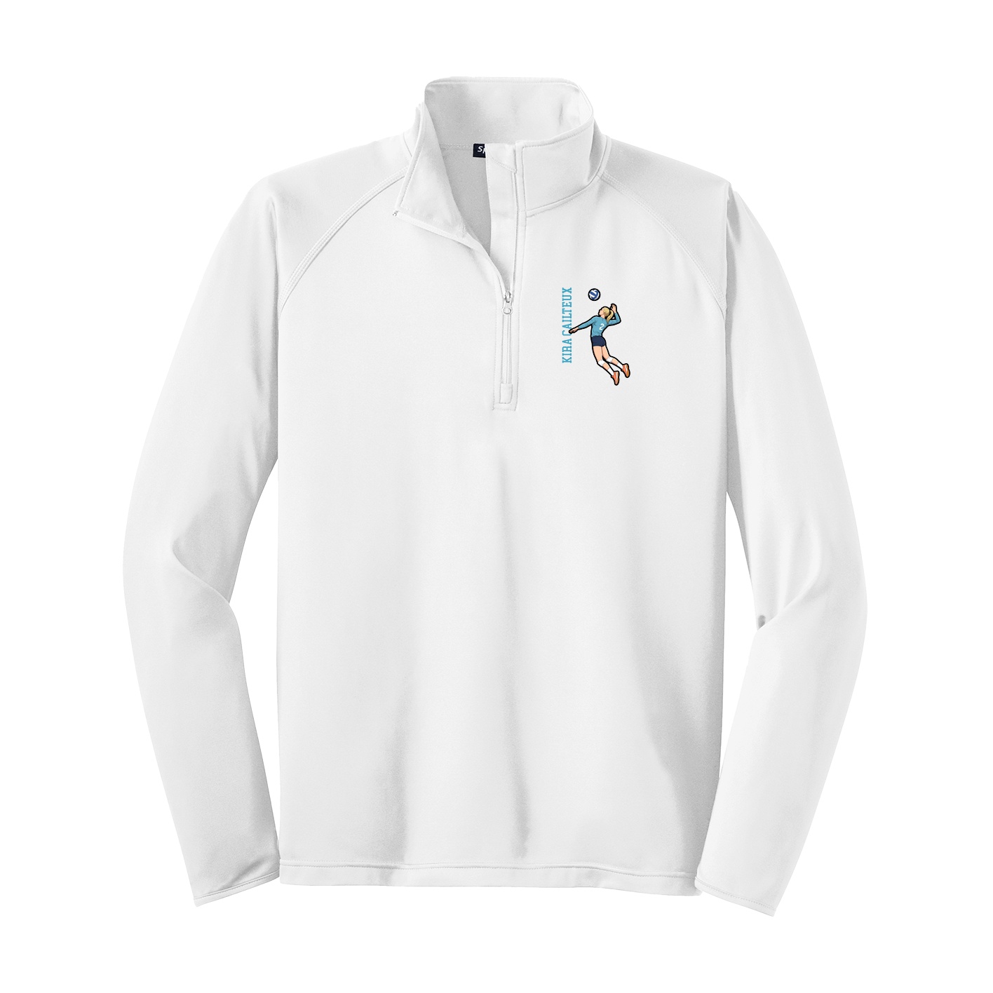 Q-Zip Pullover — Name Vertical in White