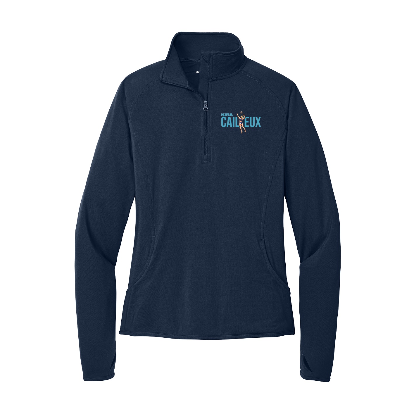Women's Q-Zip Pullover — Player Name in Navy