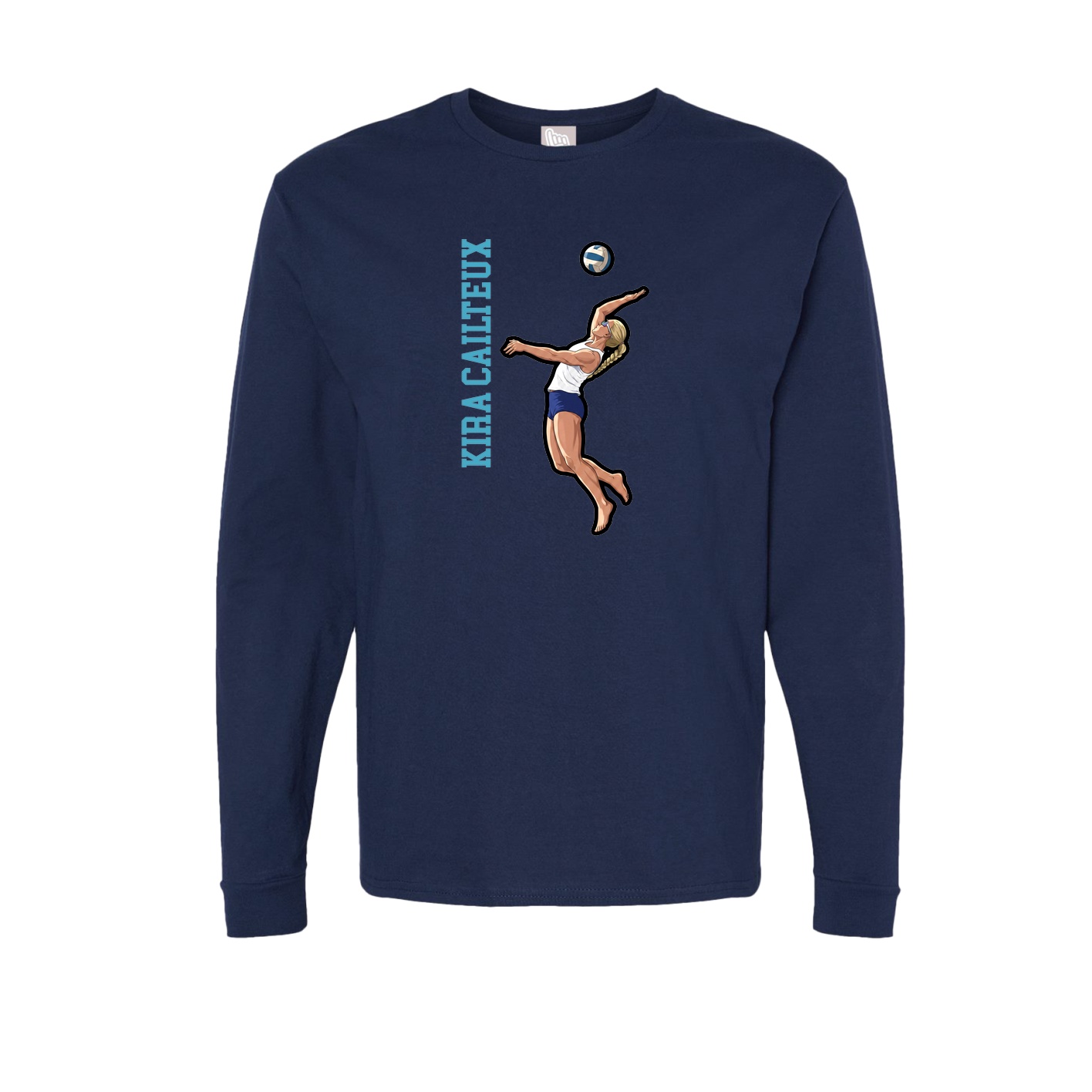 Long Sleeve Tee — Name Vertical in Navy