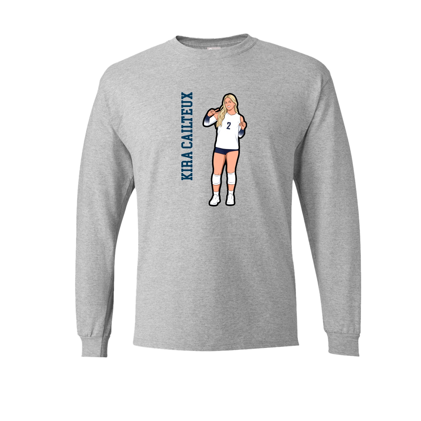 Long Sleeve Tee — Name Vertical in Grey