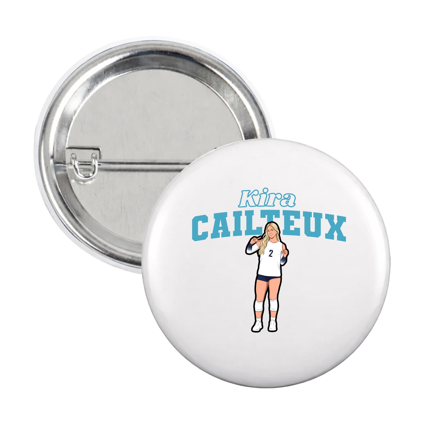 Game Day Button — Name Arch in White
