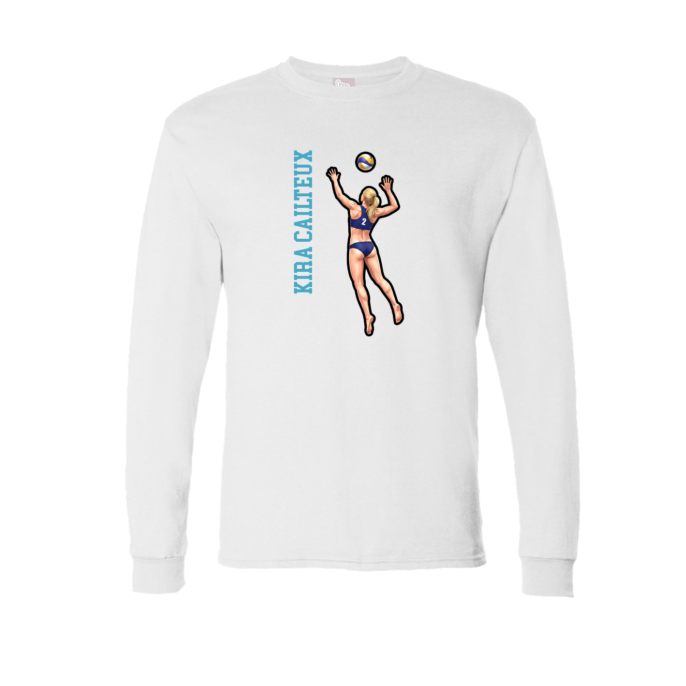 Long Sleeve Tee — Name Vertical in White