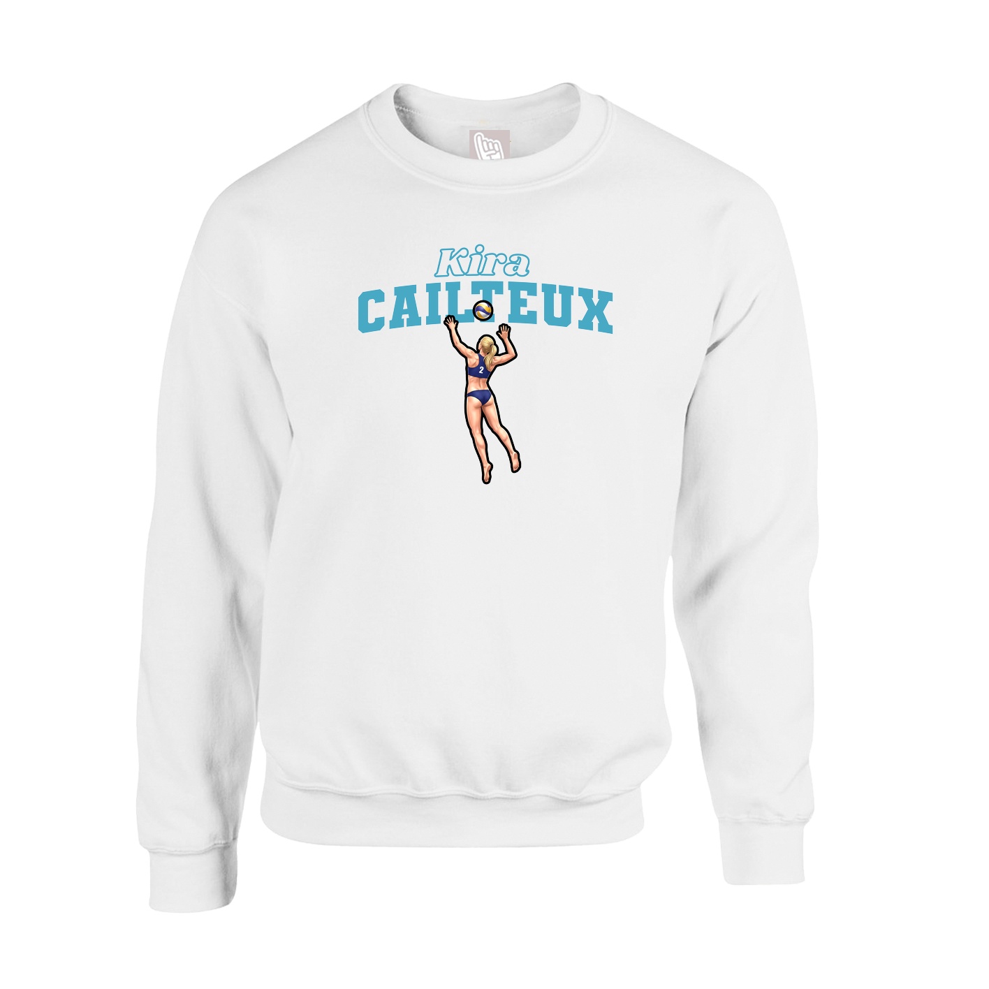 Fleece Crew — Name Arch in White