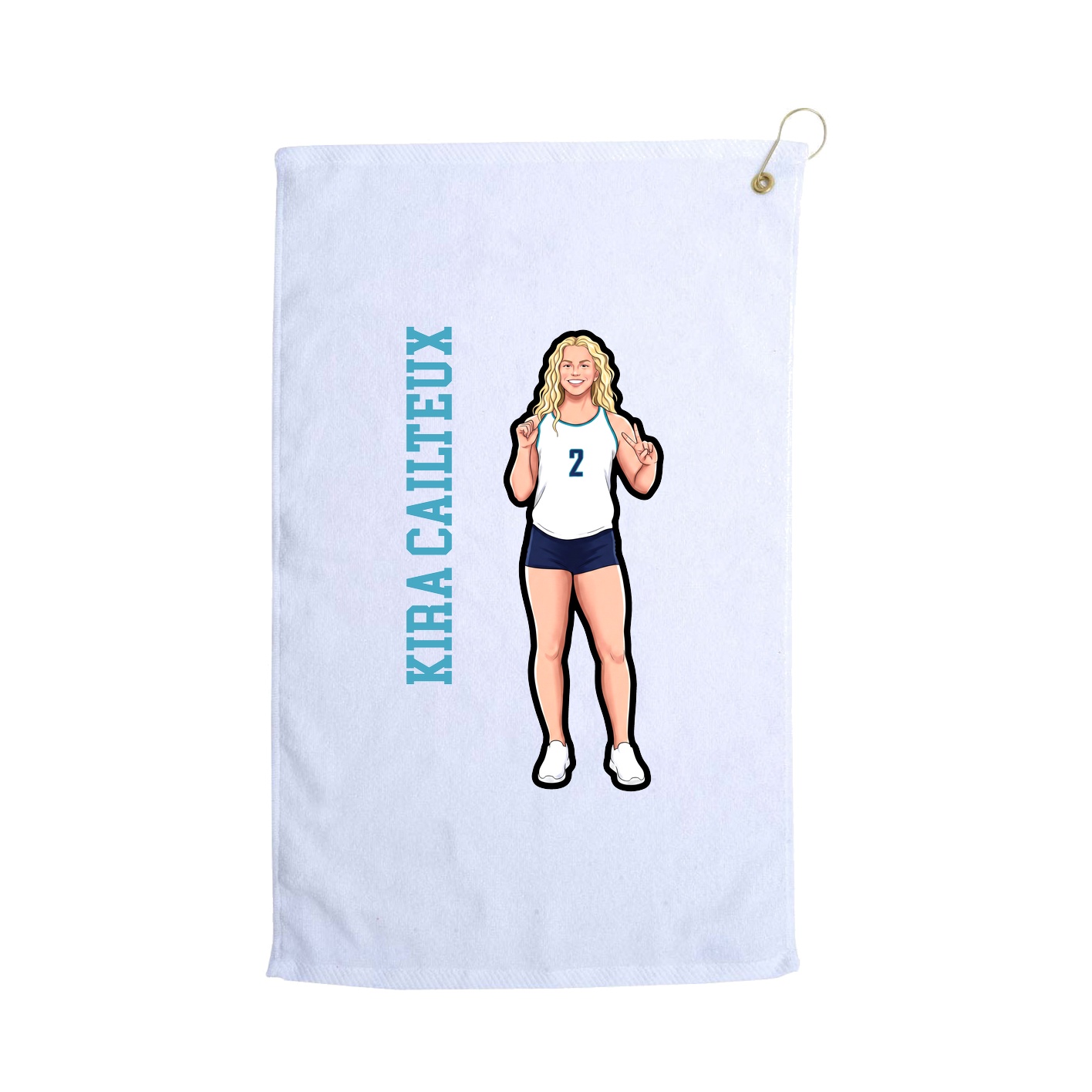Golf Towel — Name Vertical in White