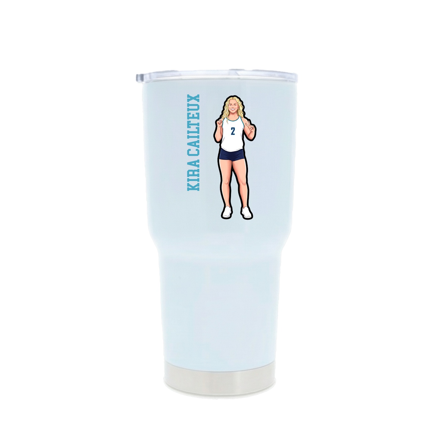 30oz Stainless Steel Tumbler — Name Vertical in White