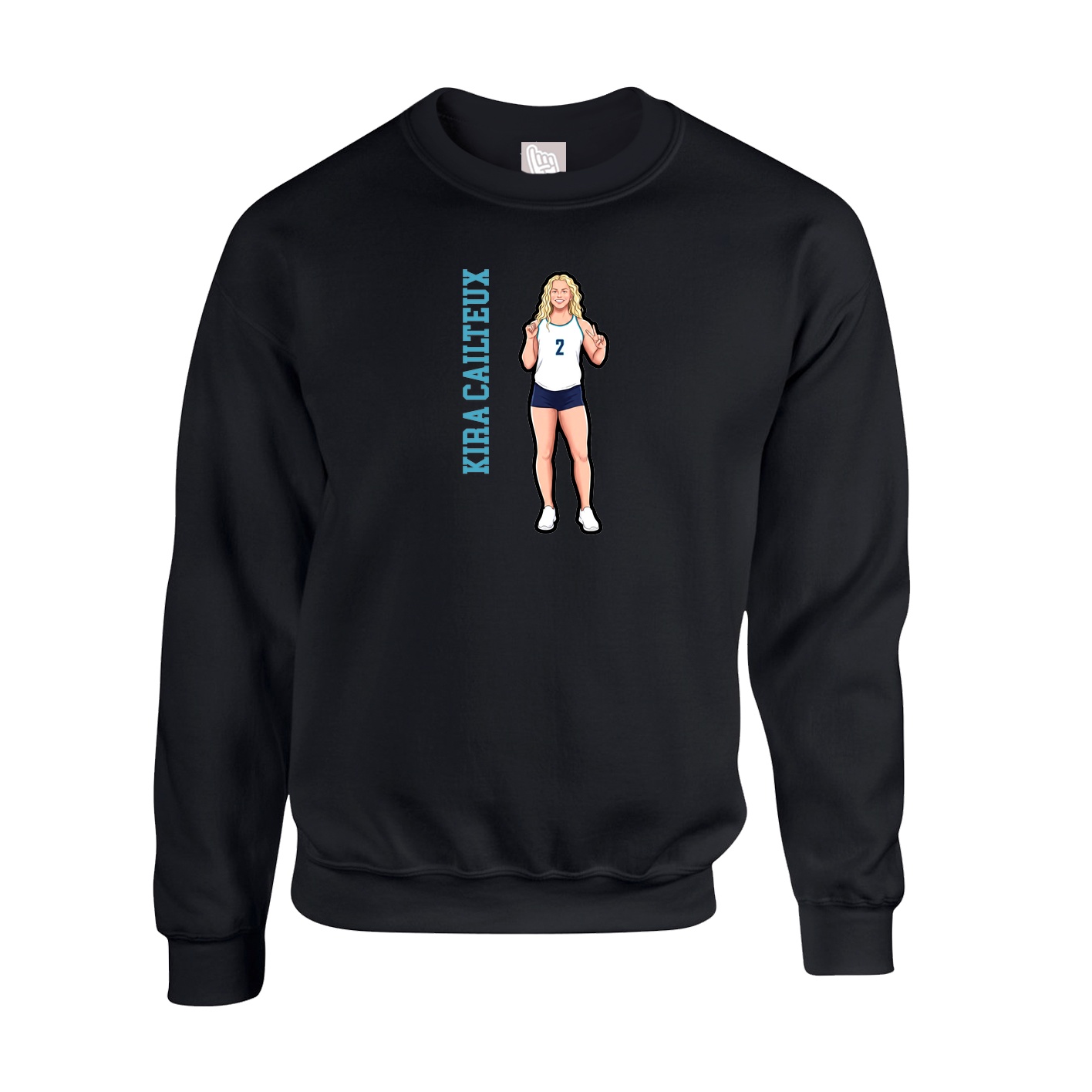 Fleece Crew — Name Vertical in Black