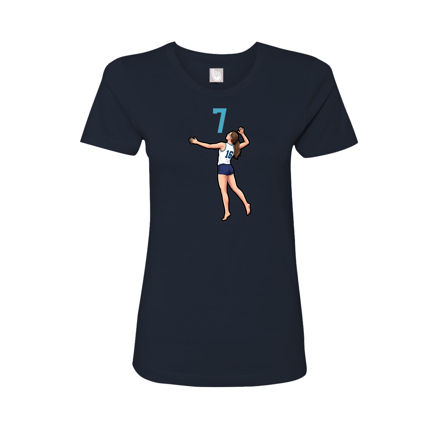 Fitted Women's Tee — Number Top in Navy