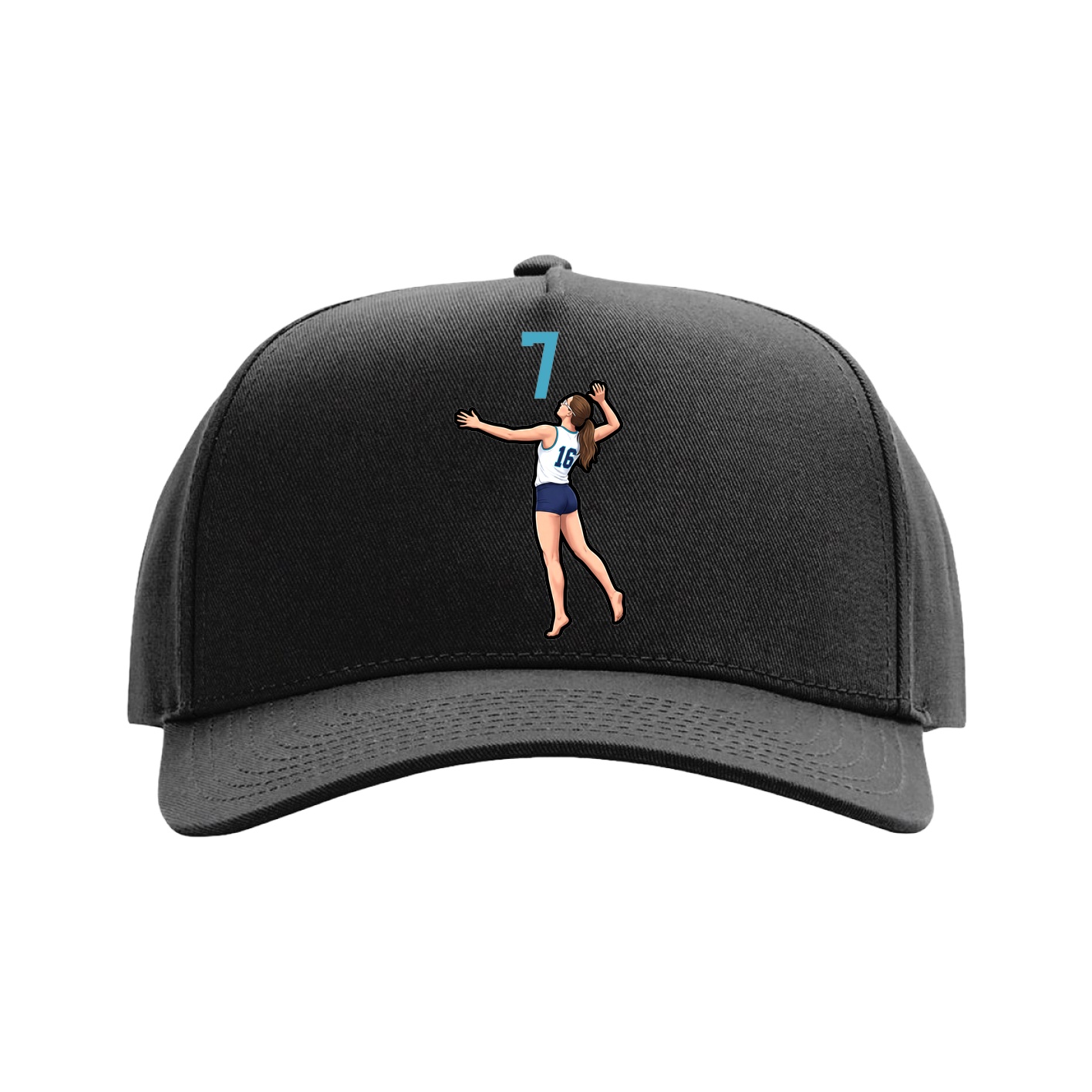 Full Fabric Five-Panel Champ Cap — Number Top in Black