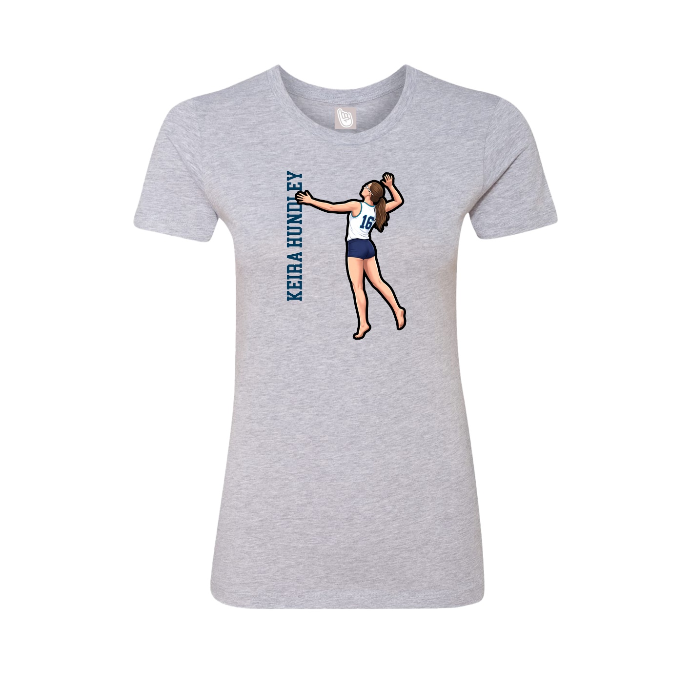 Fitted Women's Tee — Name Vertical in Grey