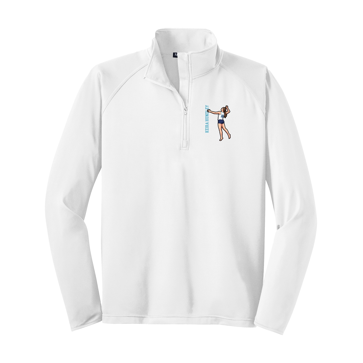 Q-Zip Pullover — Name Vertical in White
