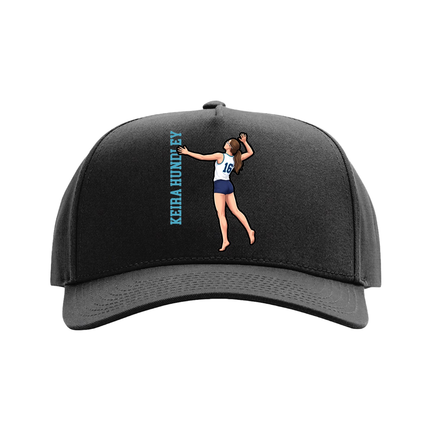 Full Fabric Five-Panel Champ Cap — Name Vertical in Black