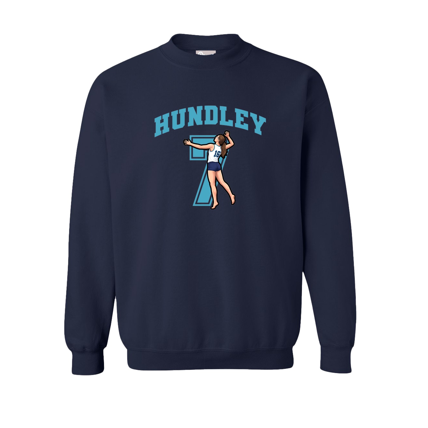 Fleece Crew — Number in Navy