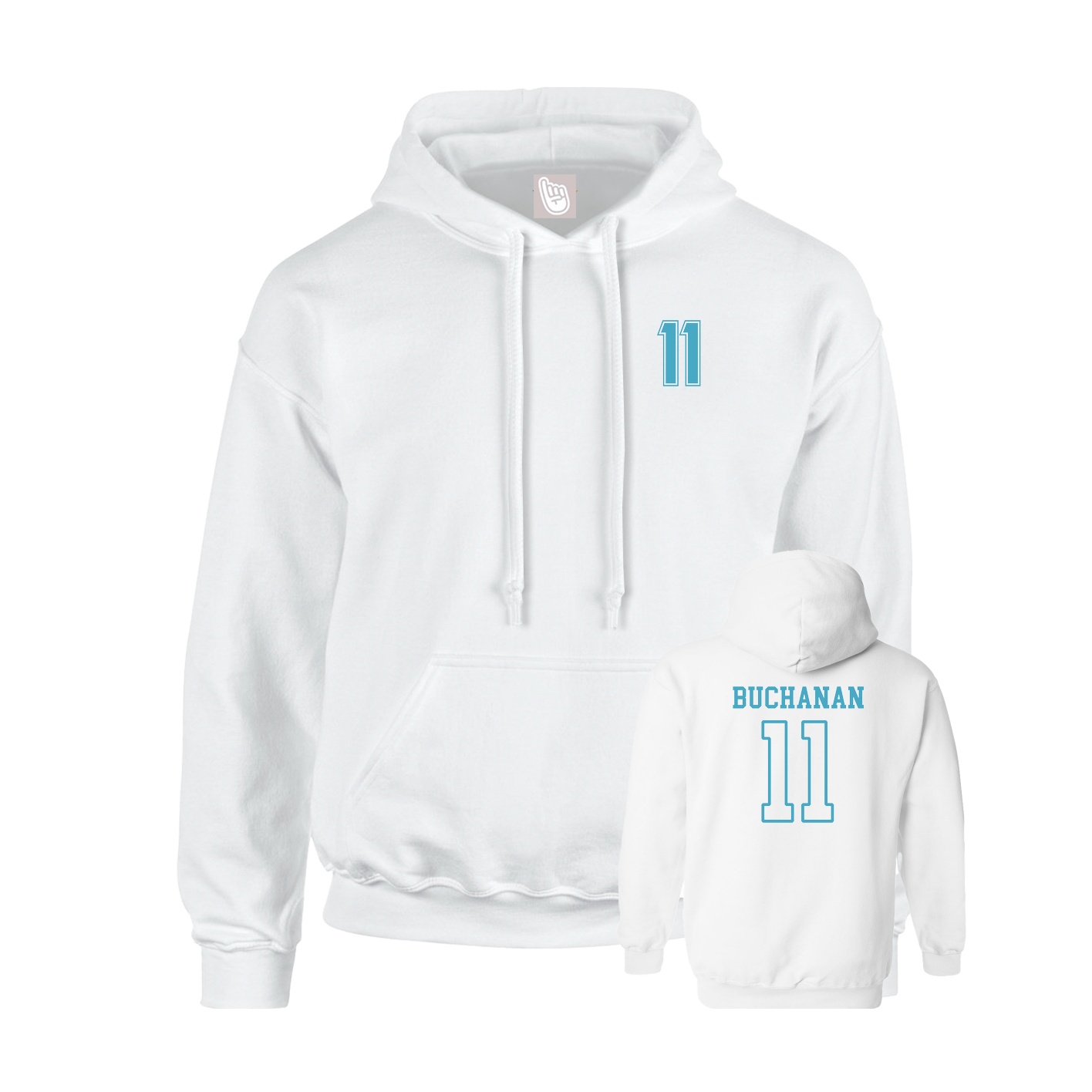 Youth Hoodie — Chest Back in White
