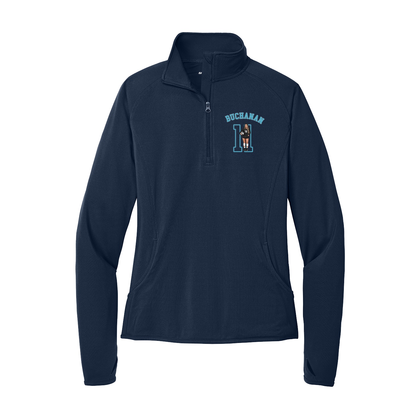 Women's Q-Zip Pullover — Shirsey Arch in Navy