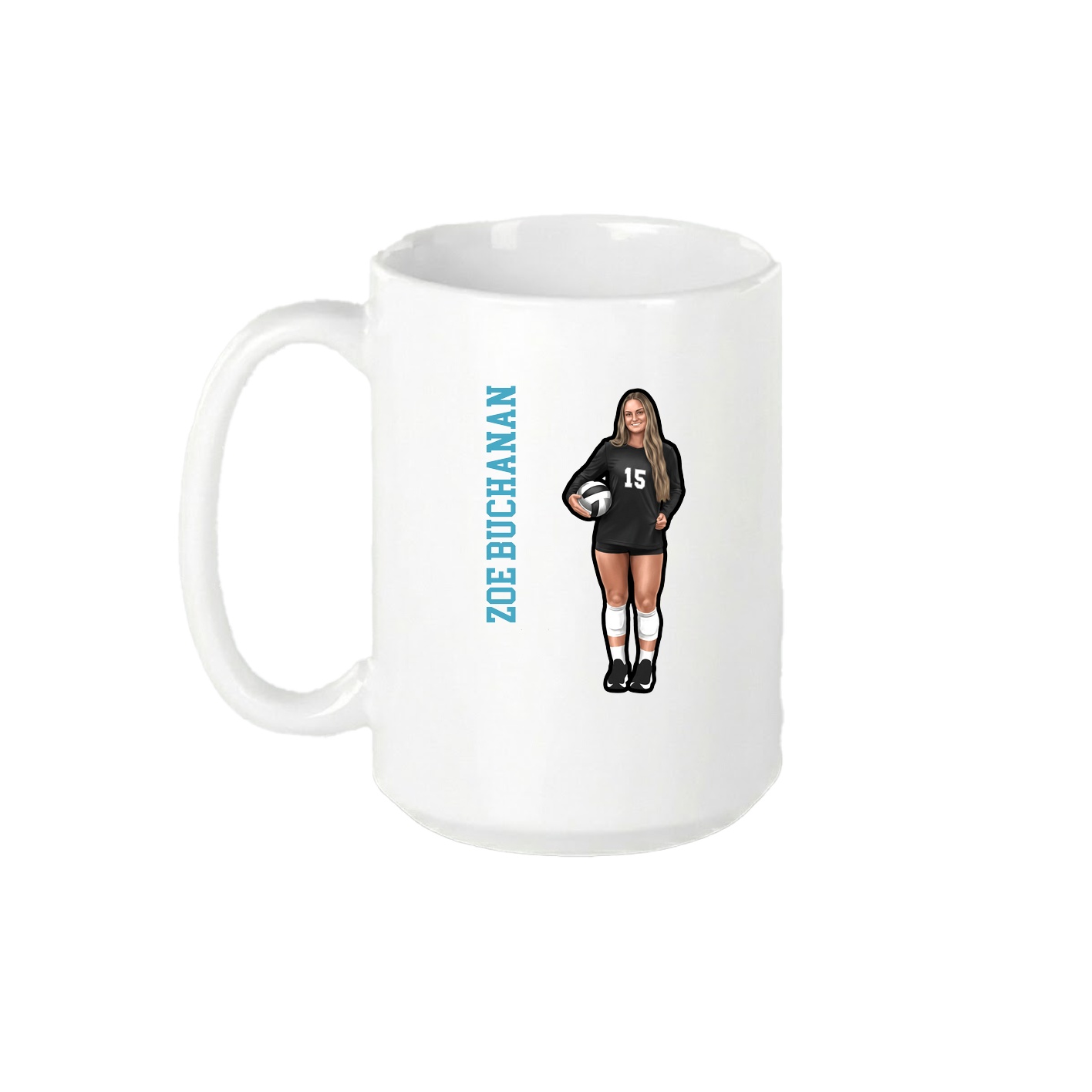 15oz Coffee Mug — Name Vertical in White