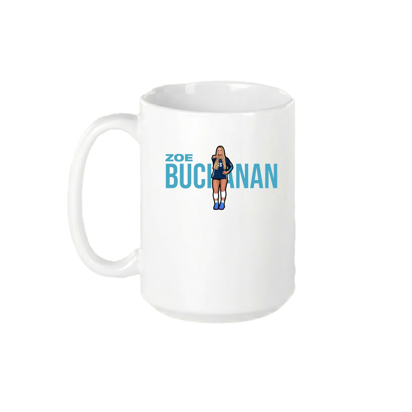 15oz Coffee Mug — Player Name in White