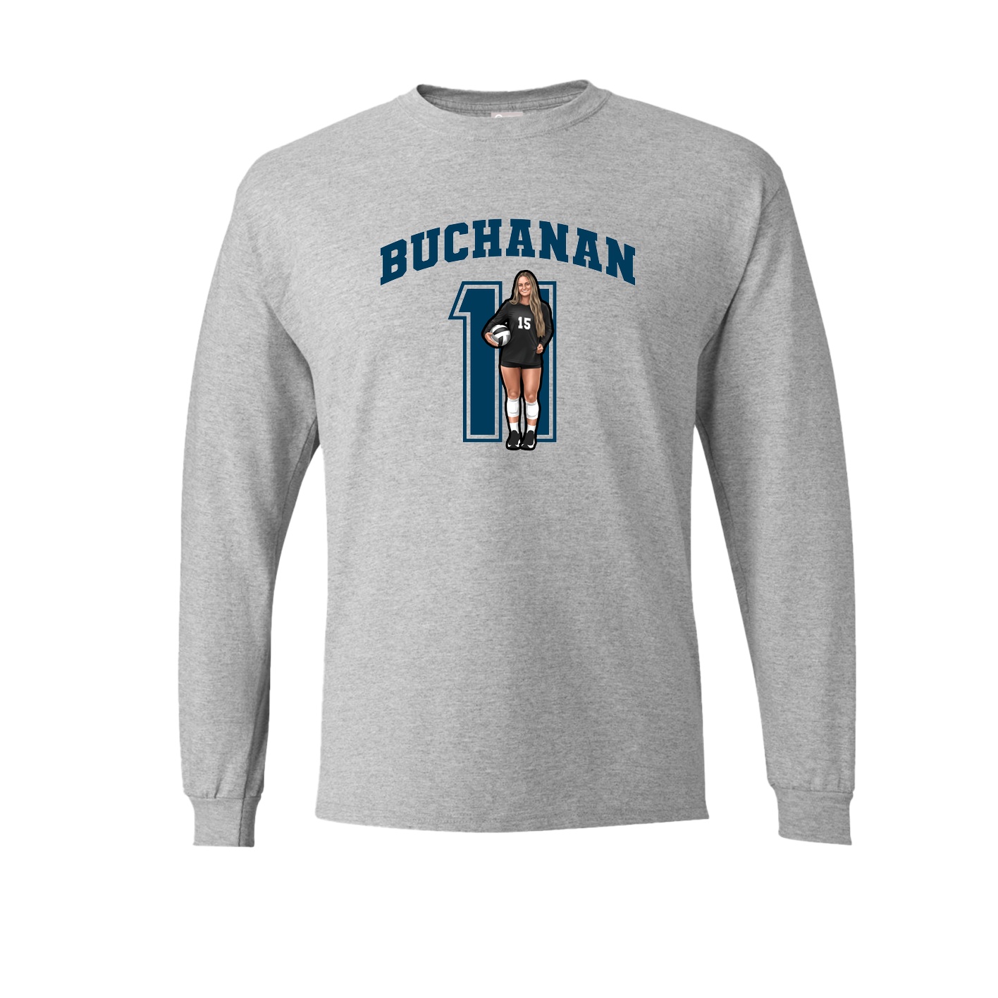 Long Sleeve Tee — Number in Grey