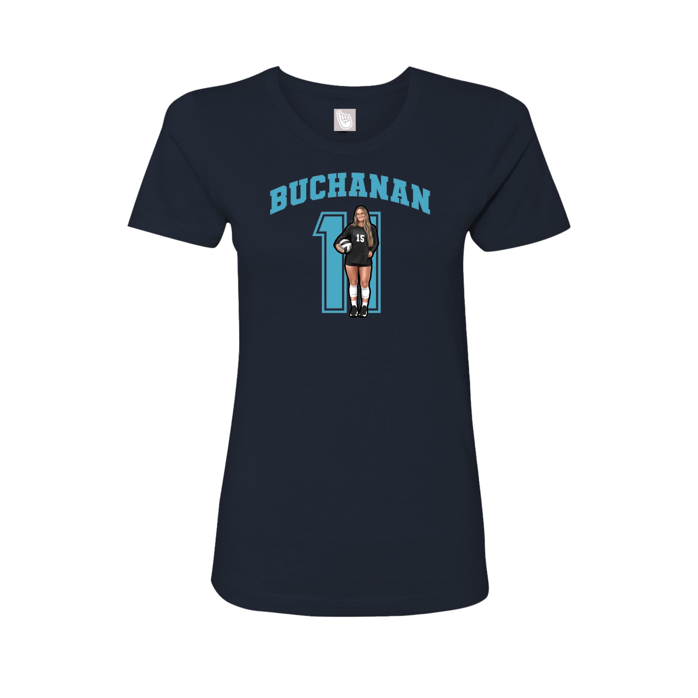 Fitted Women's Tee — Number in Navy