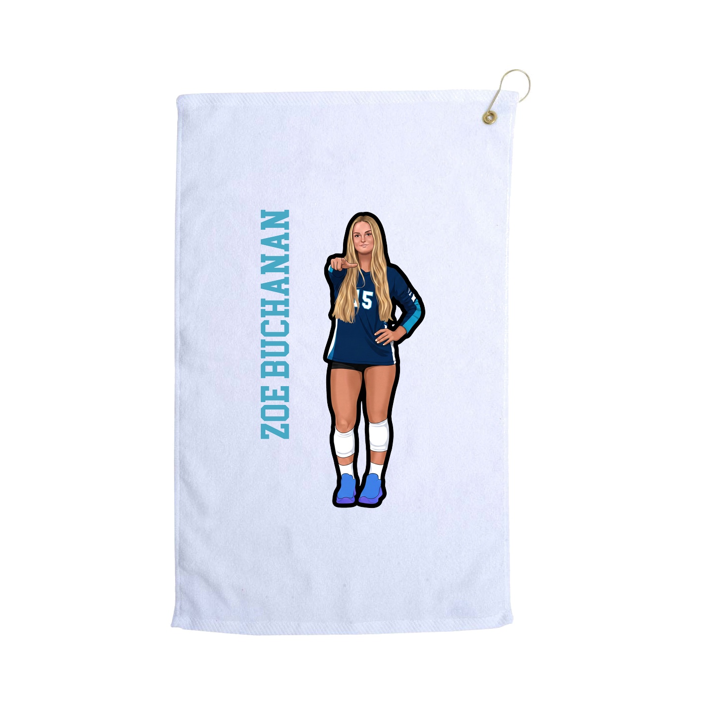 Golf Towel — Name Vertical in White