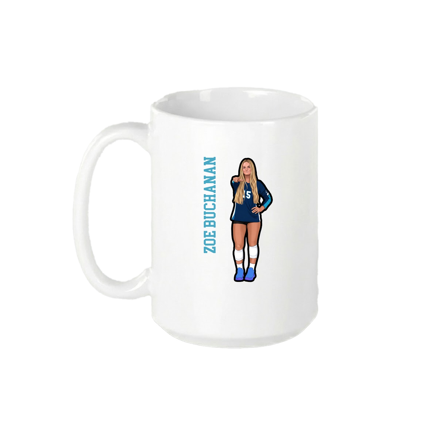 15oz Coffee Mug — Name Vertical in White