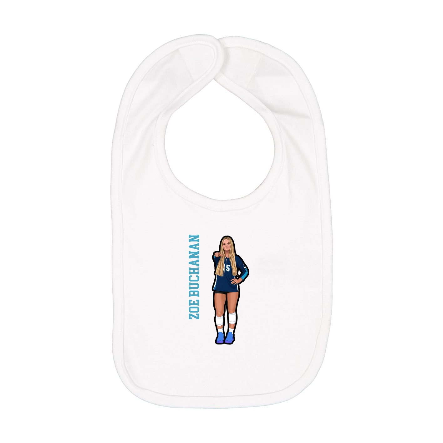 Infant Bib — Name Vertical in White