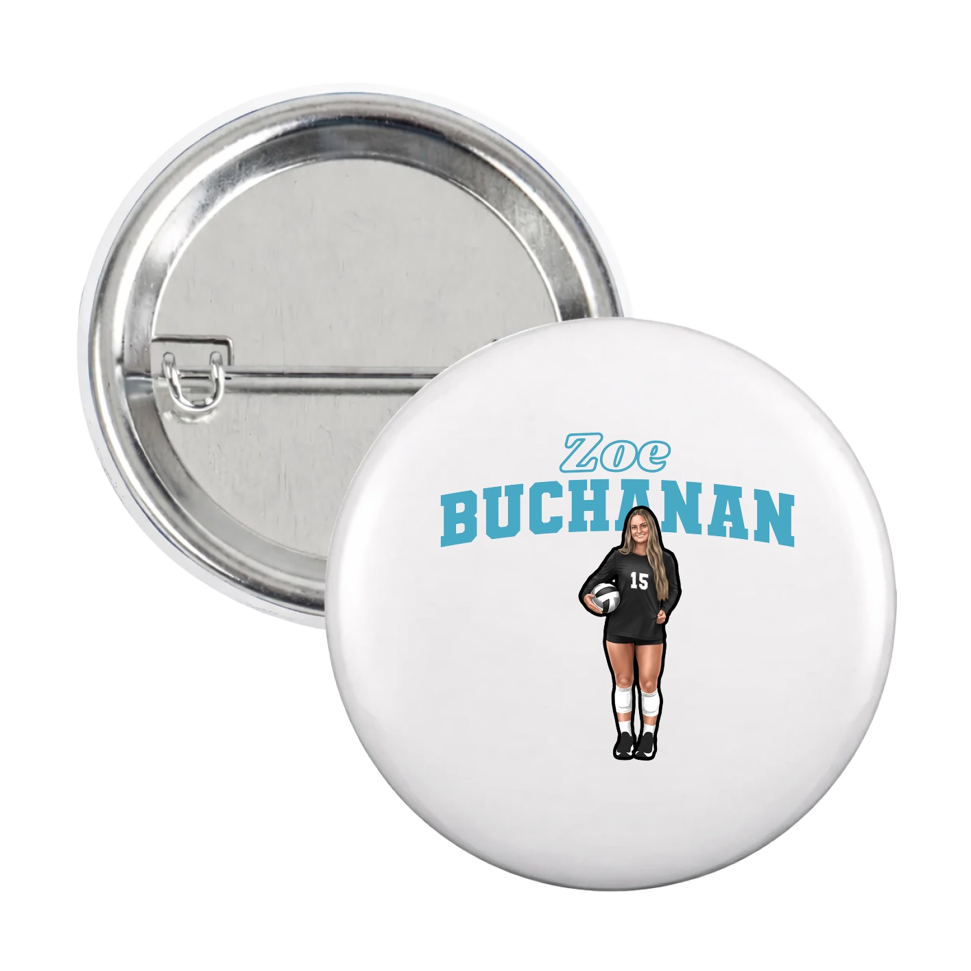 Game Day Button — Name Arch in White