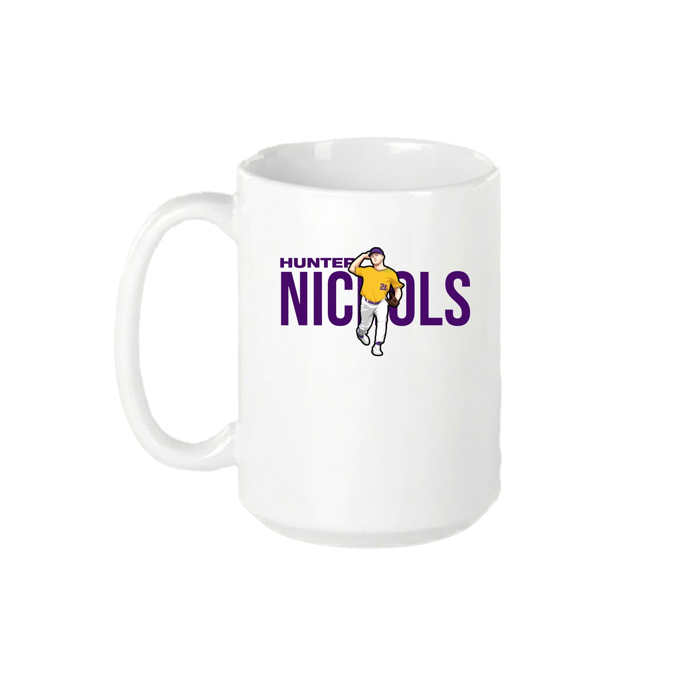 15oz Coffee Mug — Player Name in White