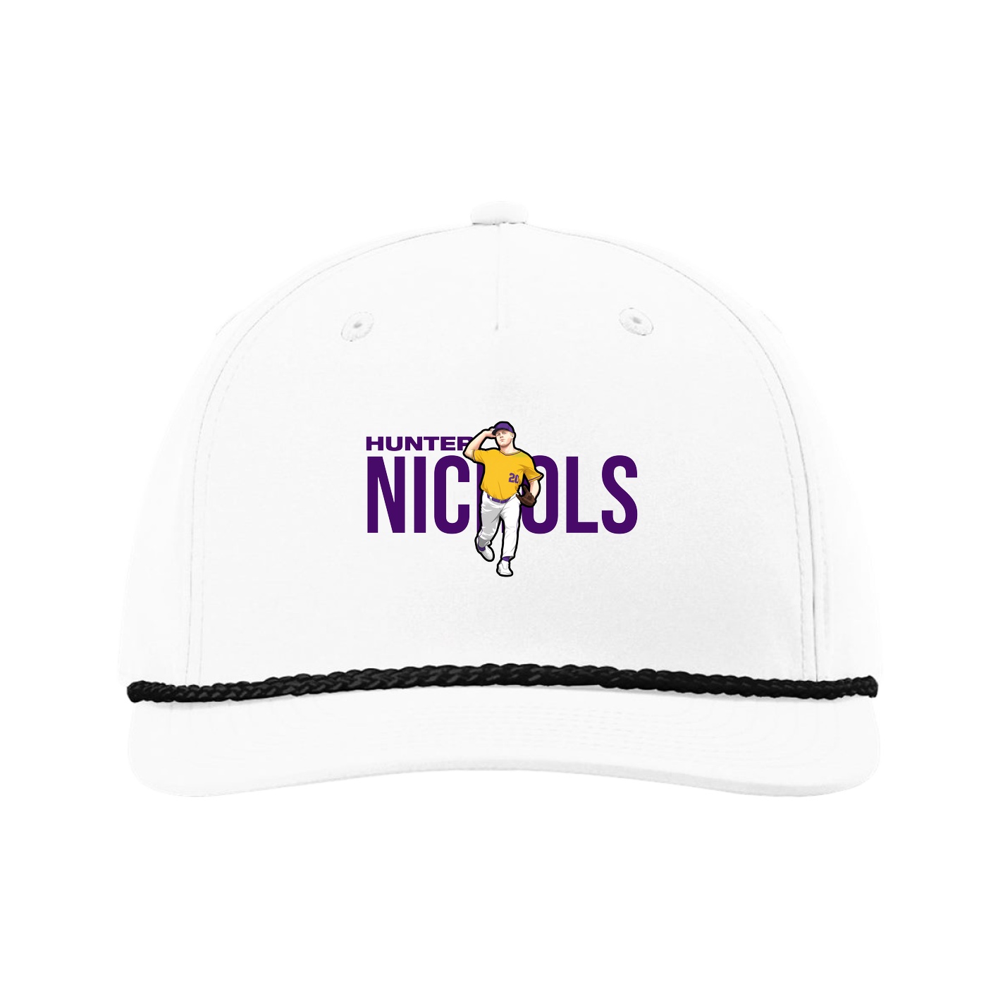 Five-Panel Classic Rope Cap — Player Name in White