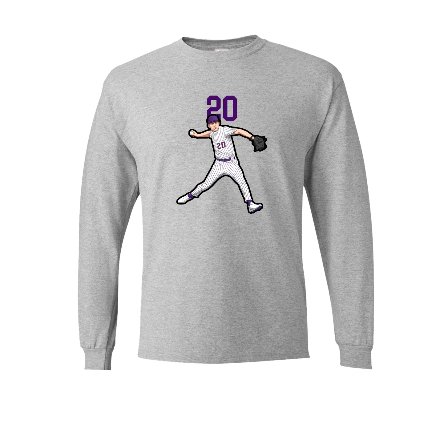 Long Sleeve Tee — Number Top in Grey
