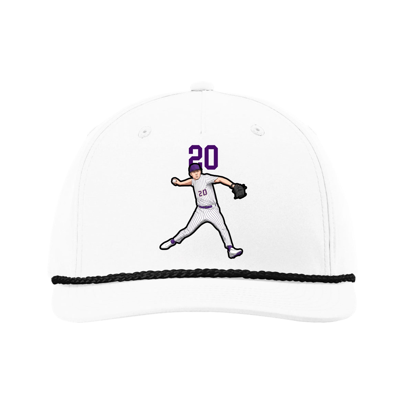 Five-Panel Classic Rope Cap — Number Top in White