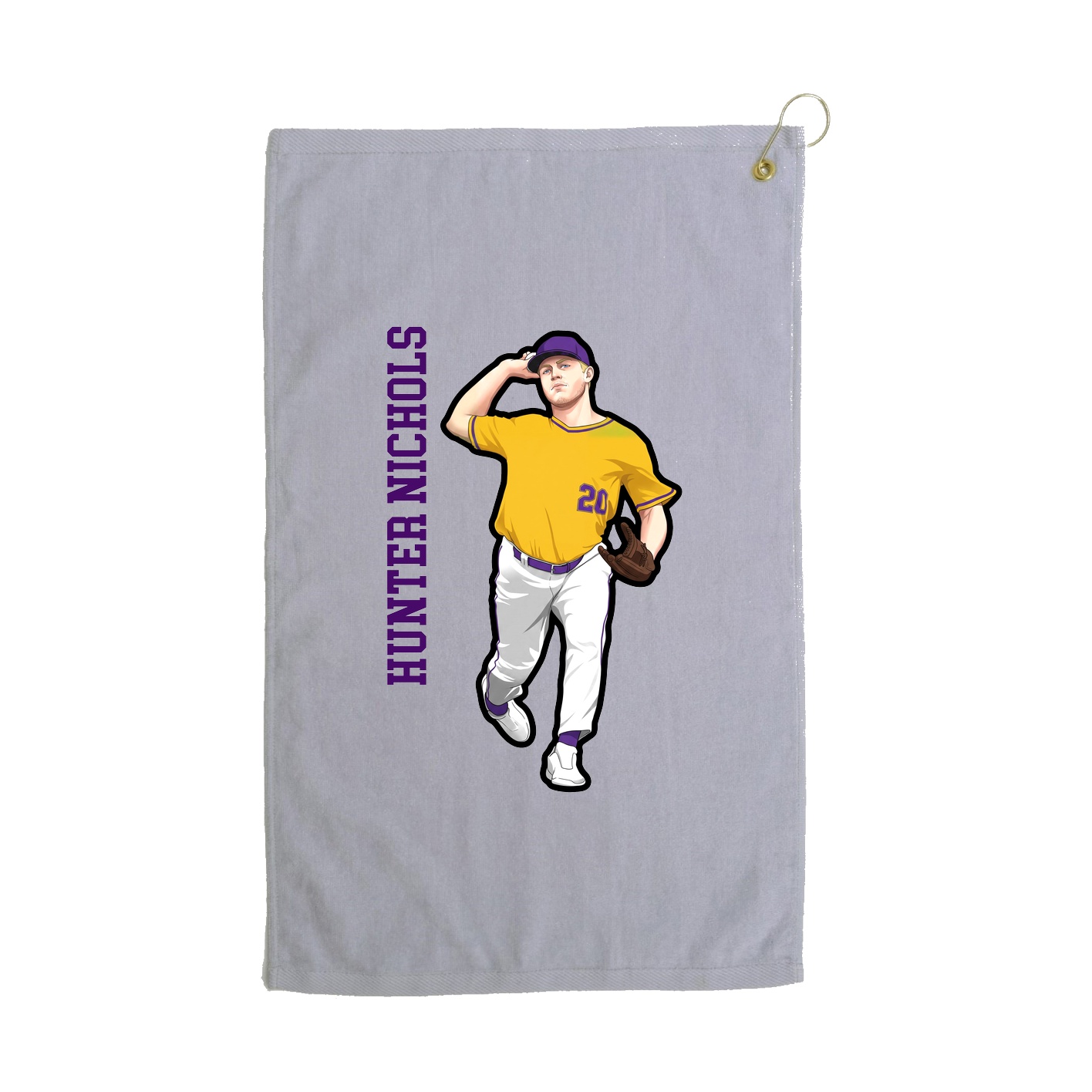 Golf Towel — Name Vertical in Grey