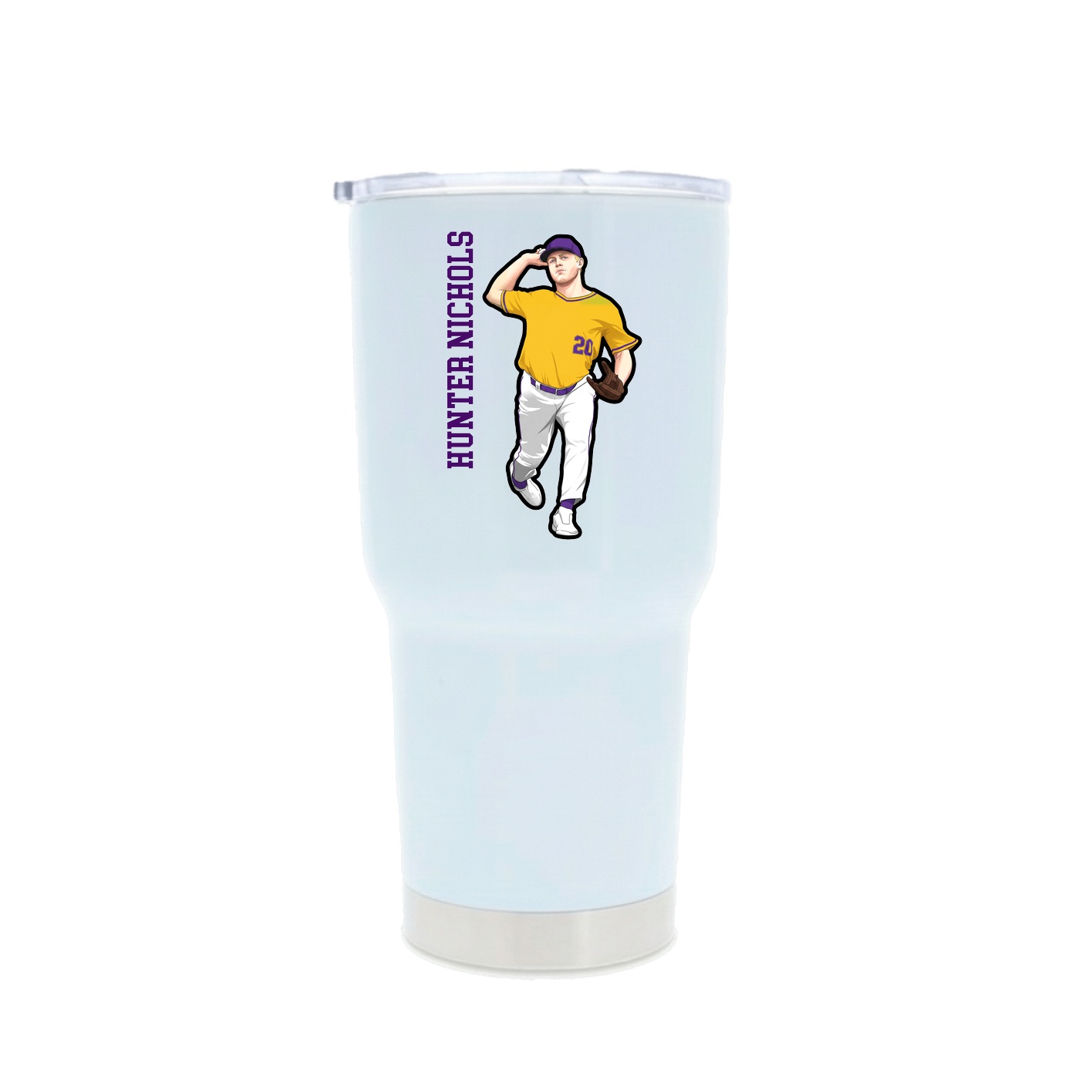 30oz Stainless Steel Tumbler — Name Vertical in White