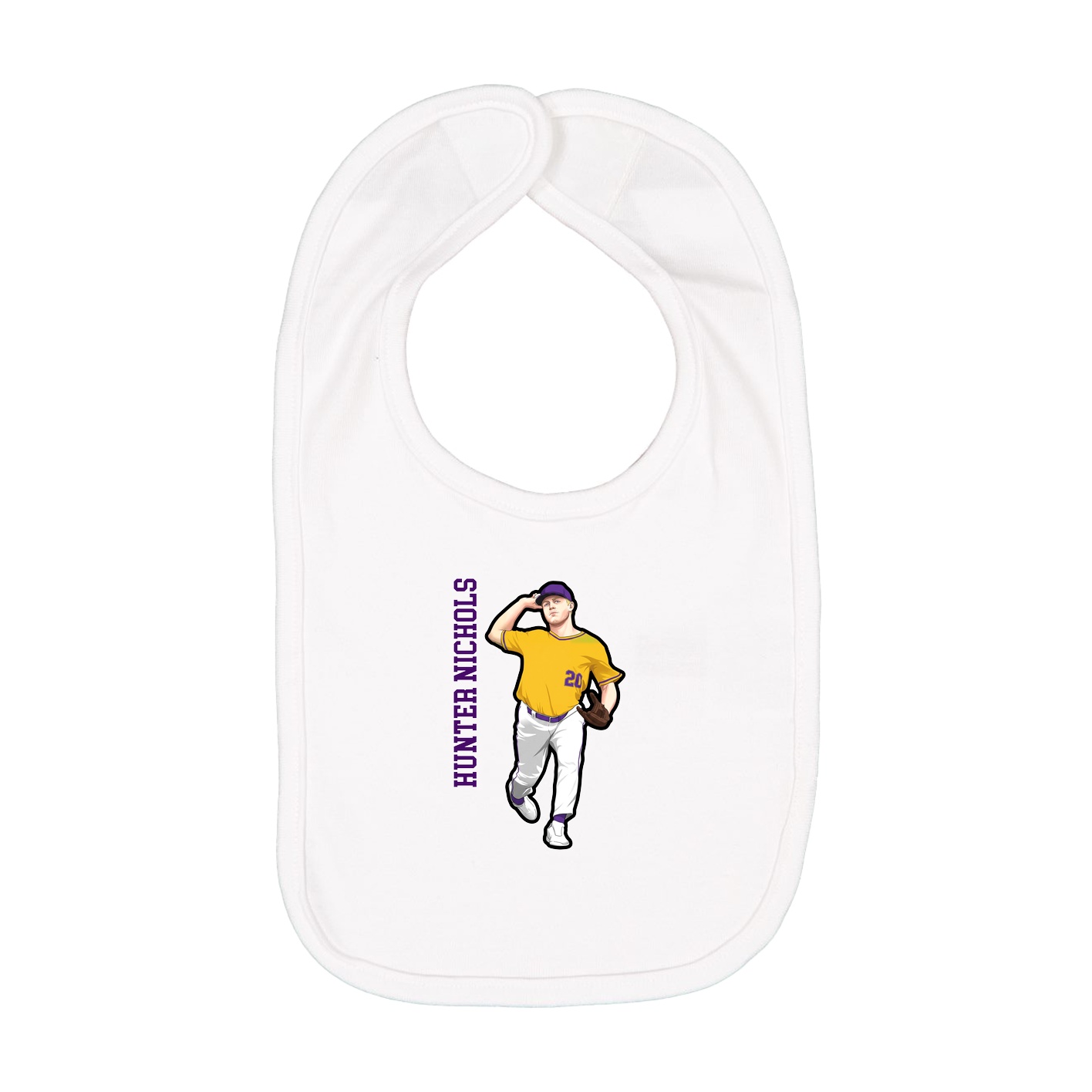 Infant Bib — Name Vertical in White
