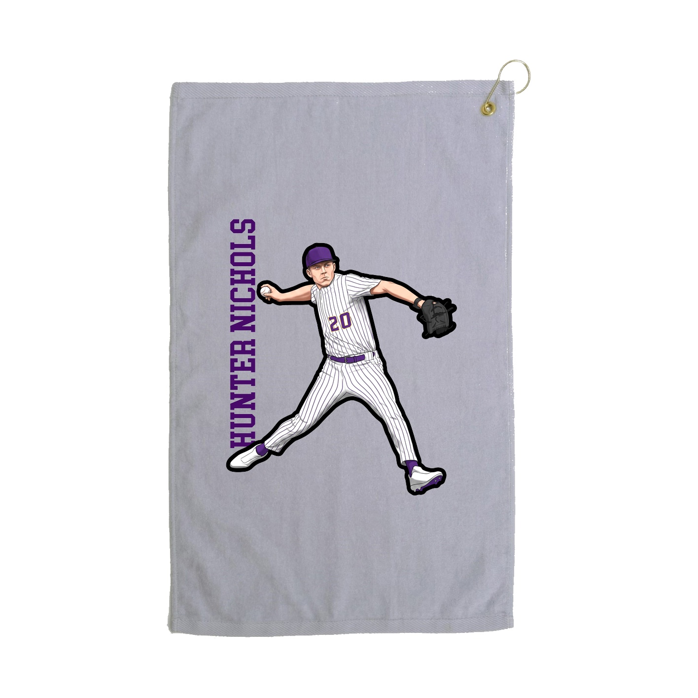Golf Towel — Name Vertical in Grey