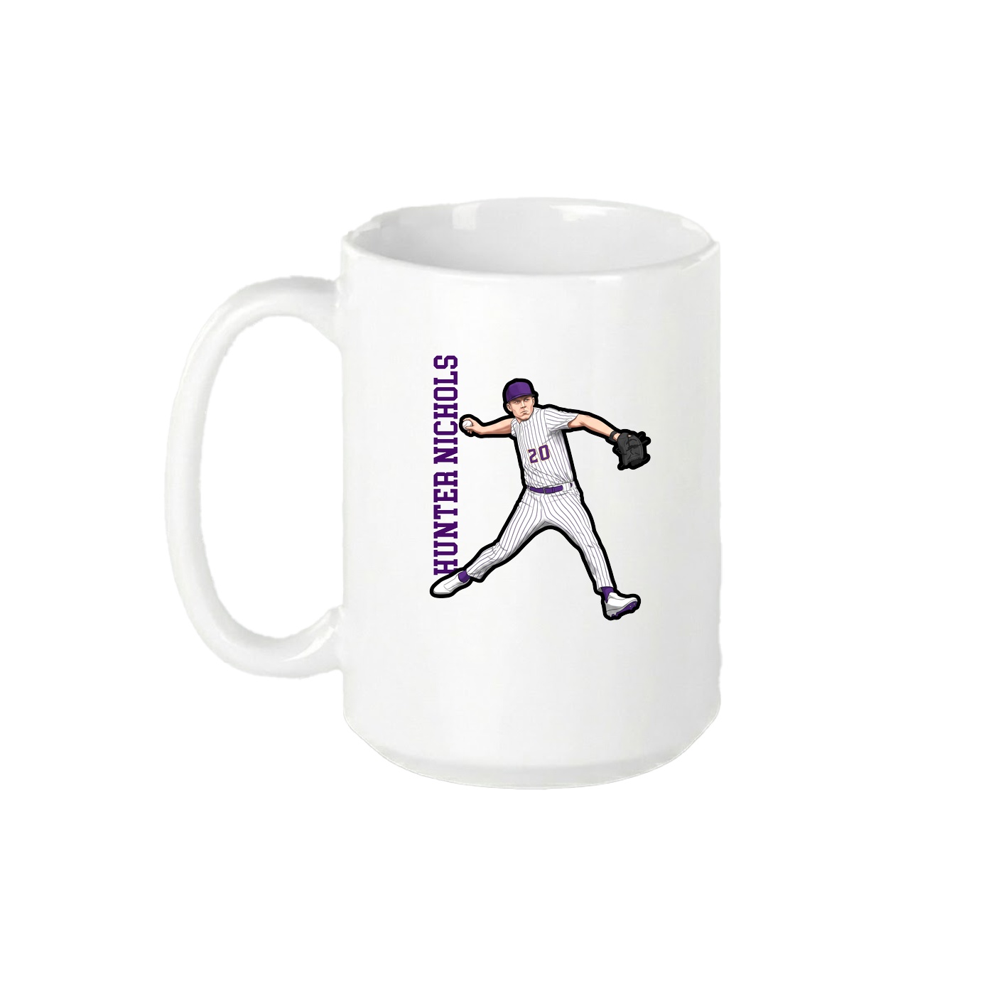 15oz Coffee Mug — Name Vertical in White