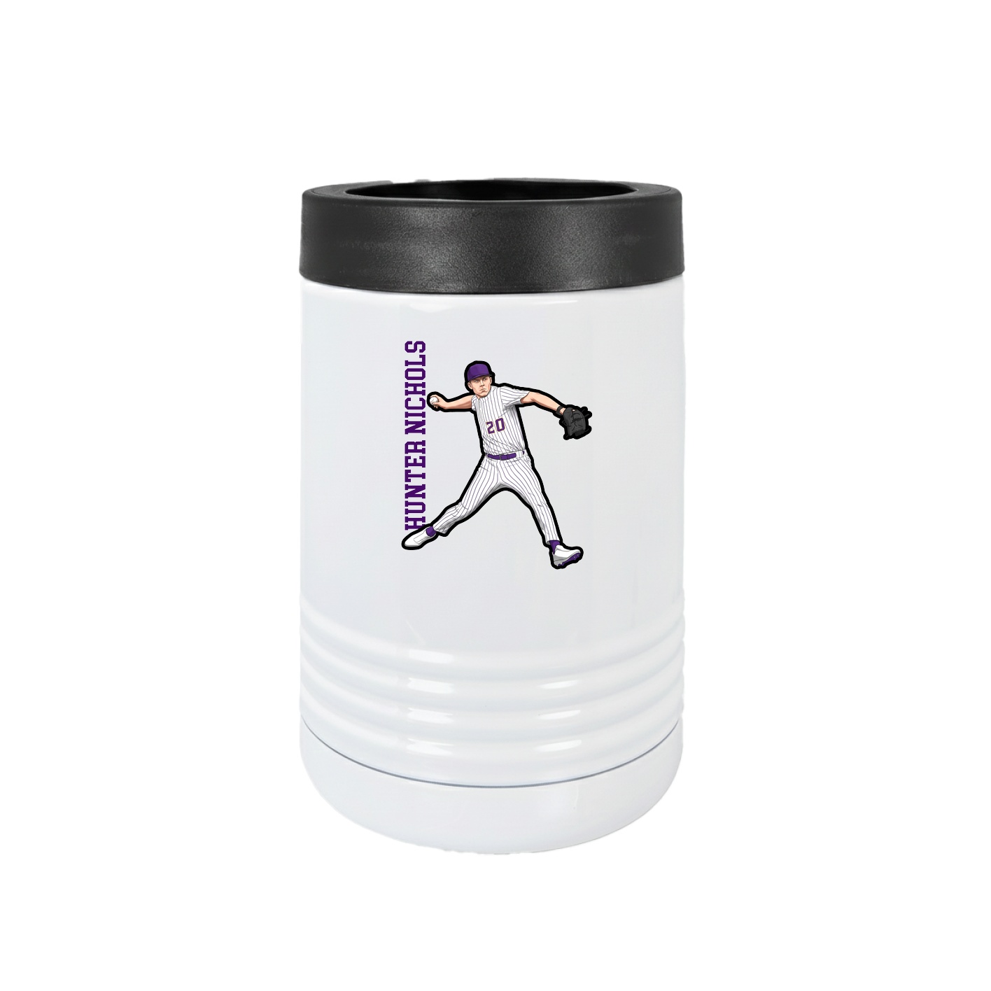 Beverage Holder — Name Vertical in White