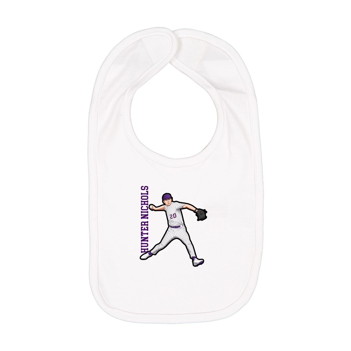 Infant Bib — Name Vertical in White