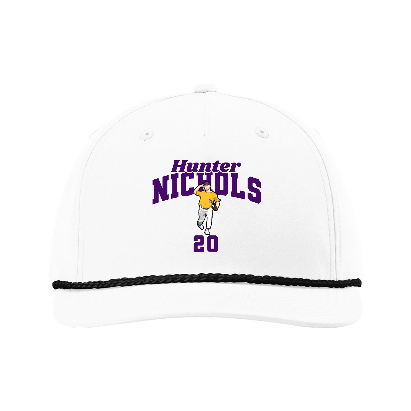 Five-Panel Classic Rope Cap — Signature Arch in White