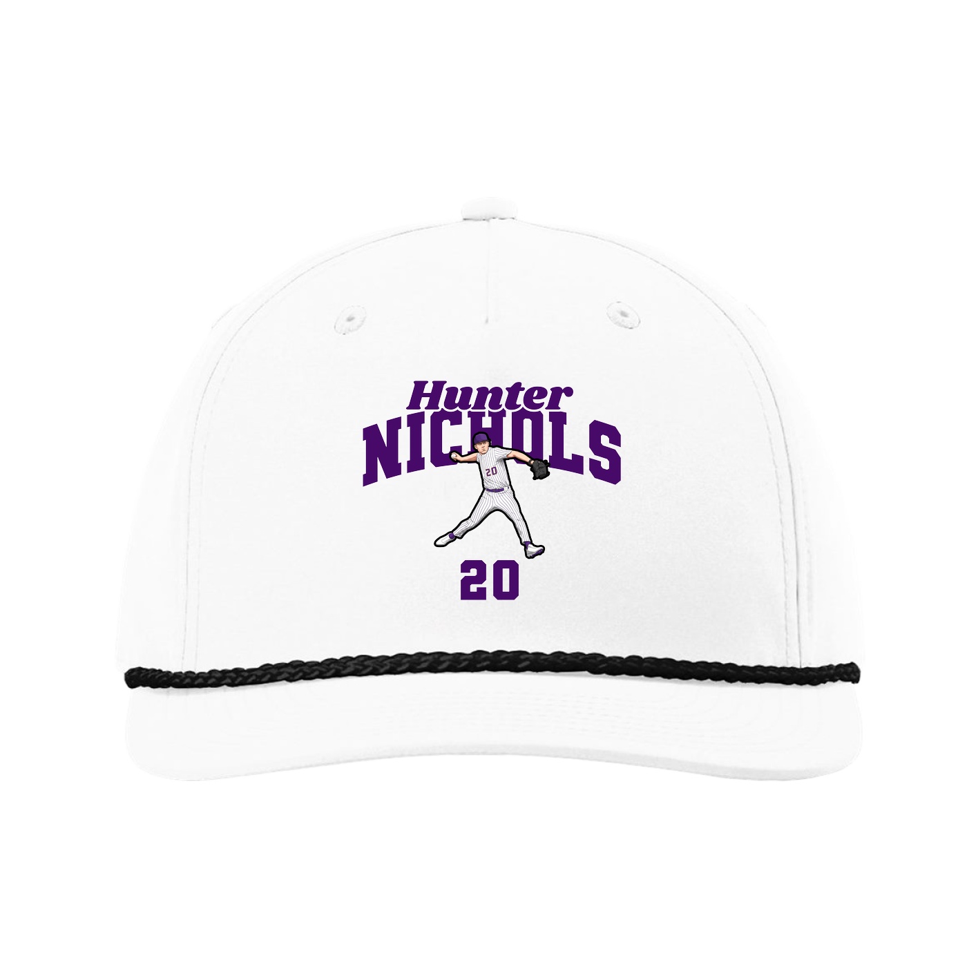 Five-Panel Classic Rope Cap — Signature Arch in White