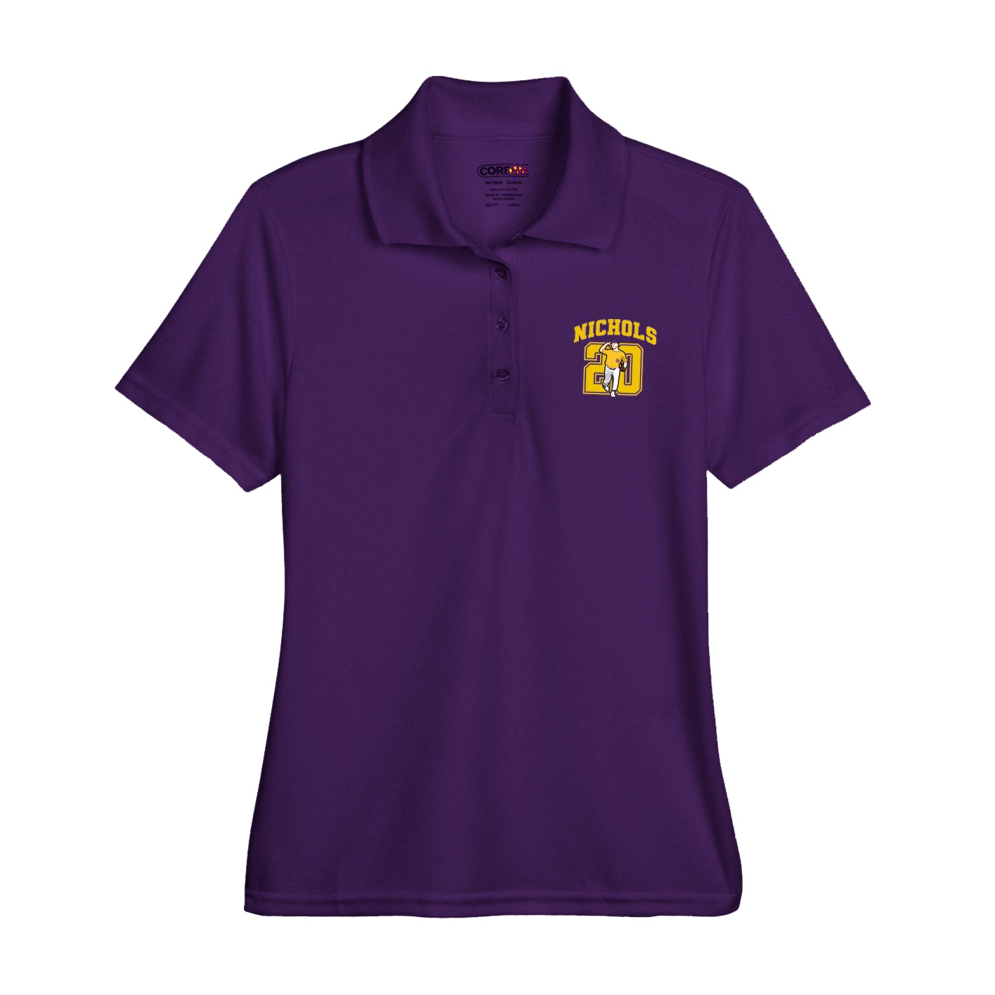 Womens Performance Polo — Number in Purple