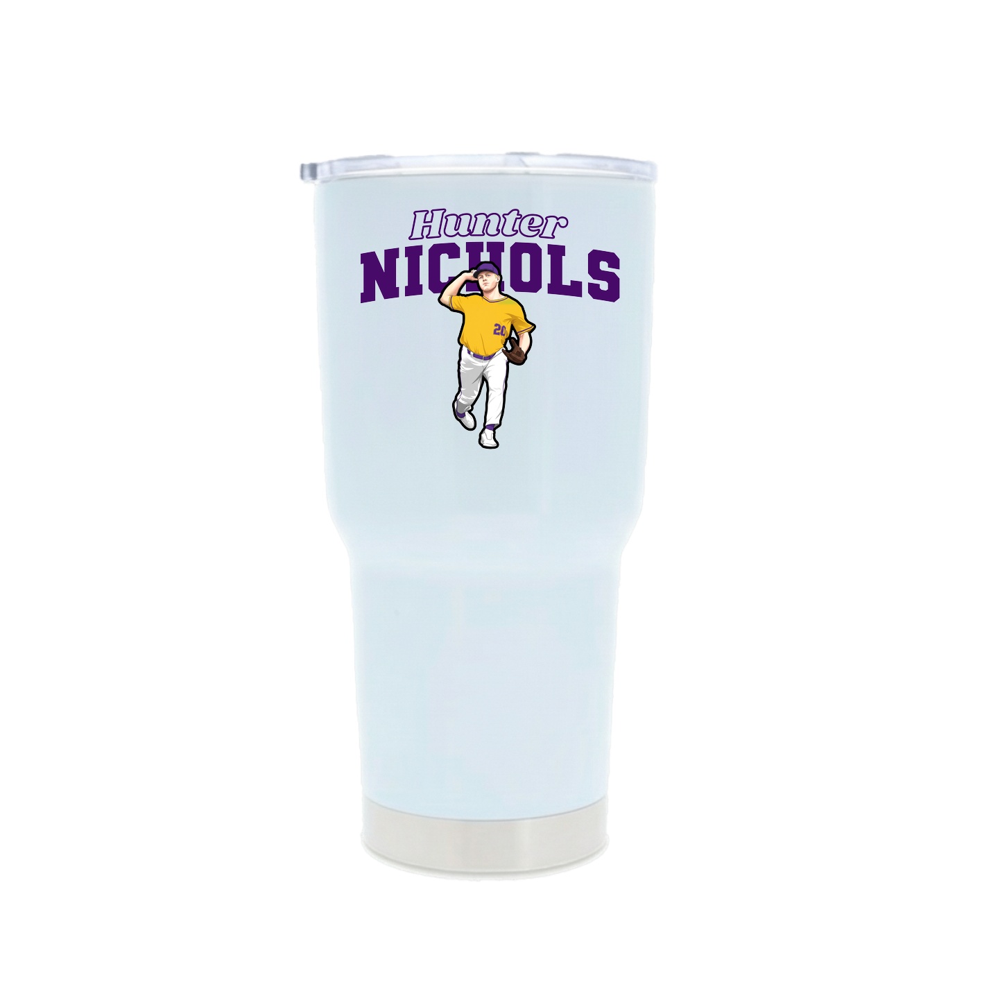 30oz Stainless Steel Tumbler — Name Arch in White