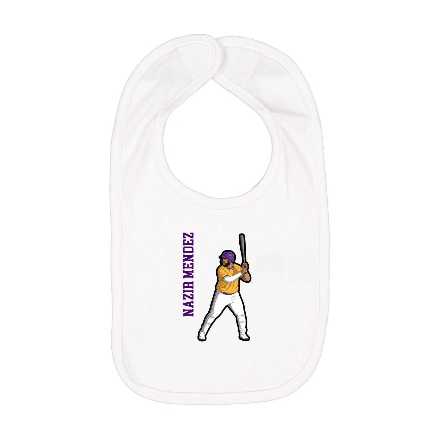 Infant Bib — Name Vertical in White