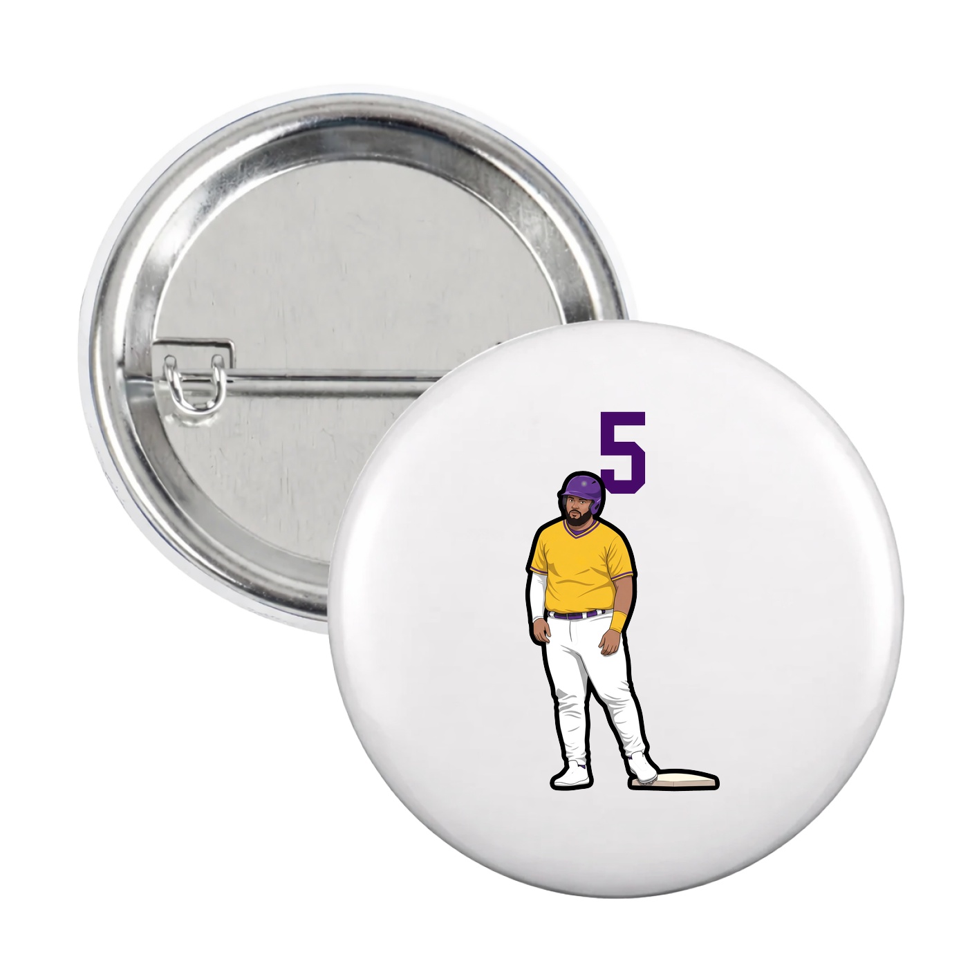 Game Day Button — Number Top in White