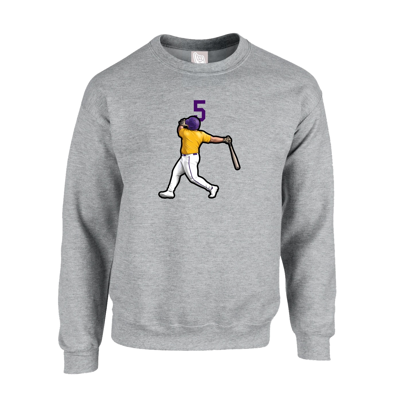 Fleece Crew — Number Top in Grey
