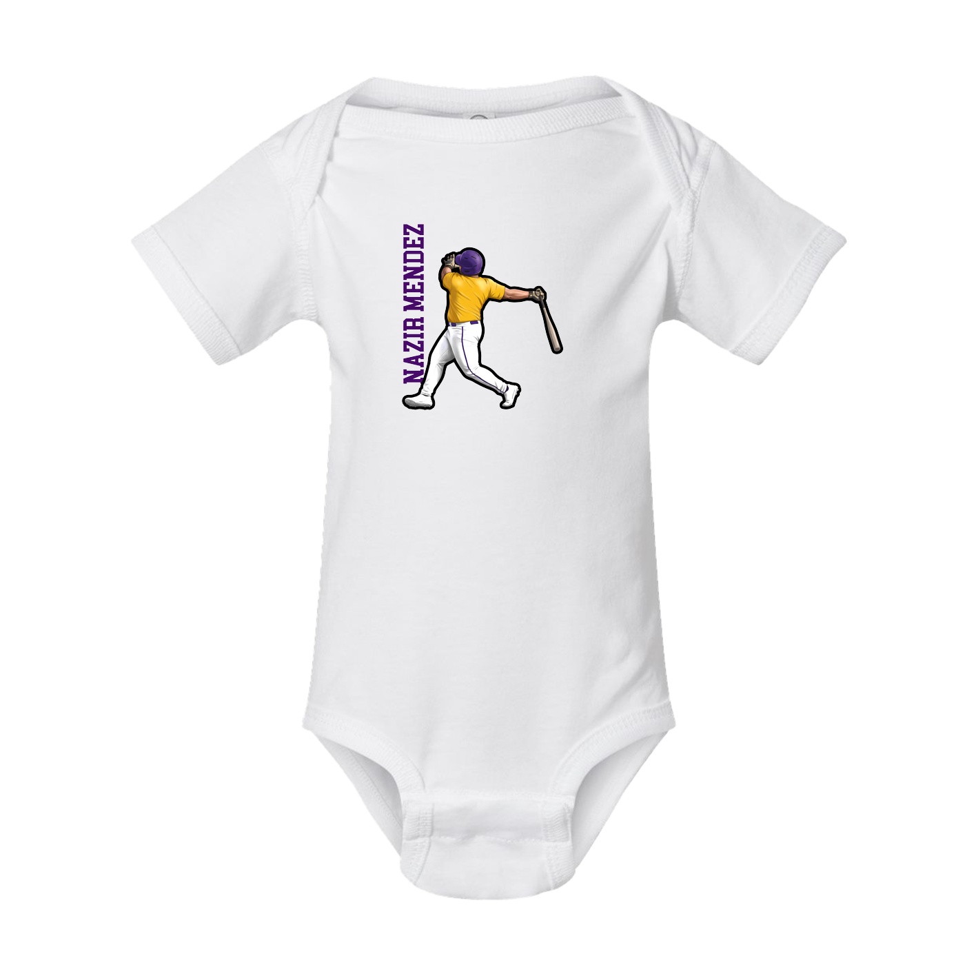 Baby Onesie — Name Vertical in White