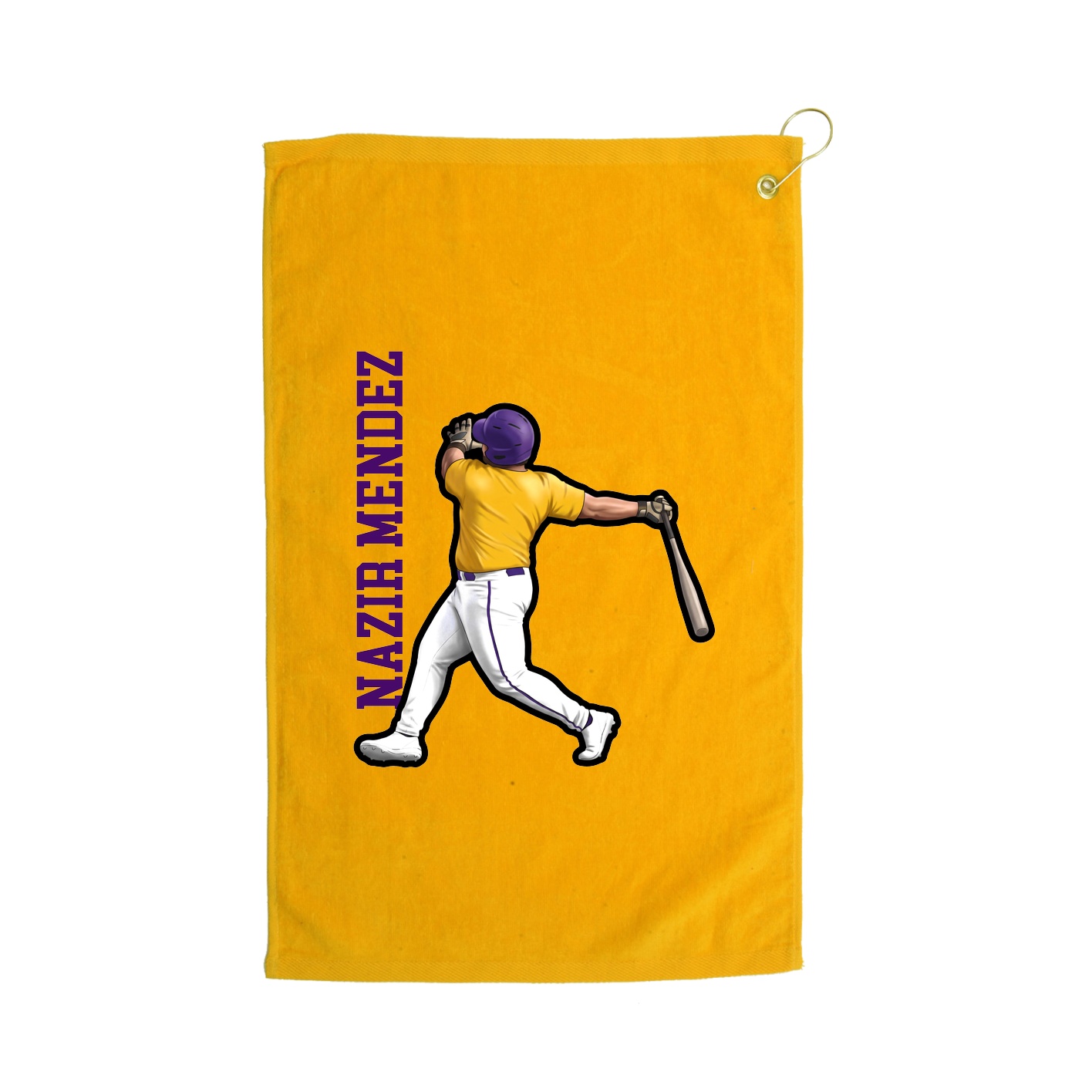Golf Towel — Name Vertical in Gold